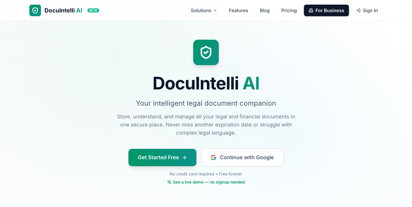 DocuIntelli AI — AI document lifecycle platform with OCR and document Q&A