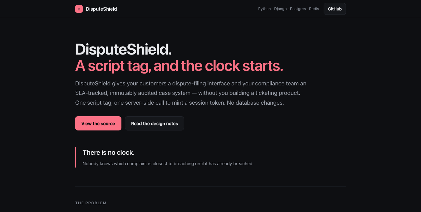 DisputeShield — embeddable dispute and SLA management for fintechs